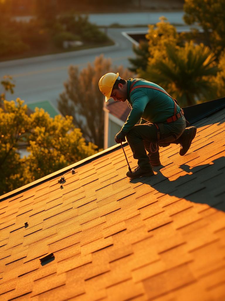 Roofing contractor at work